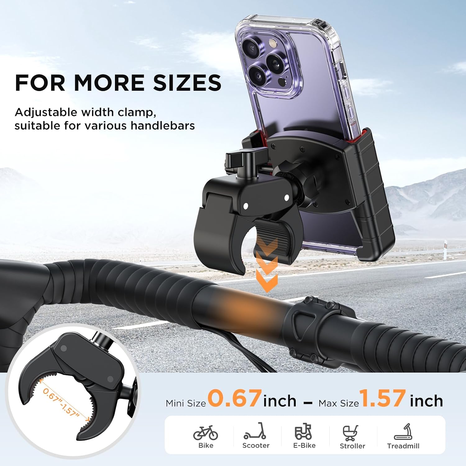 miracase Motorcycle Phone Mount, [Support Video Recording] Bike Phone Holder, [Quick Lock] Bicycle Phone Mount Handlebar Cell Phone Clamp for Scooter, Friendly Compatible with iPhone Samsung Red