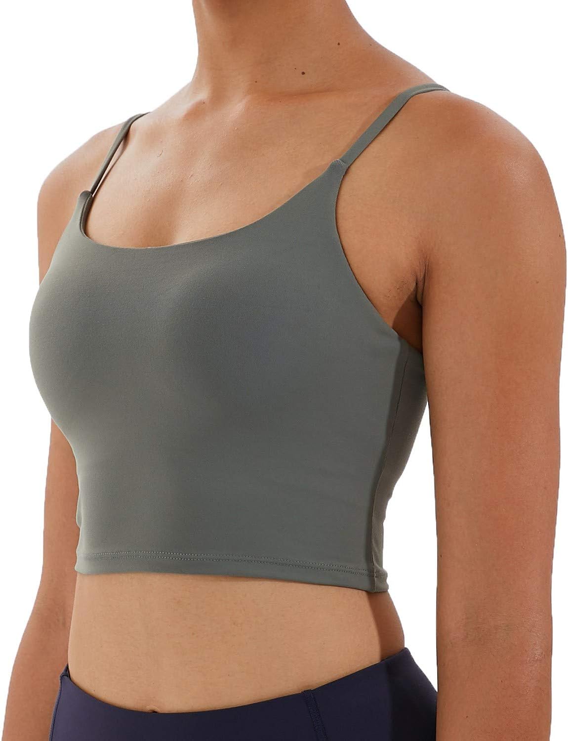 Women's Strappy Stretch Sports Bra Longline Yoga Tank Top Fitness Bra Workout Camisole Crop Tops for Teen Girl