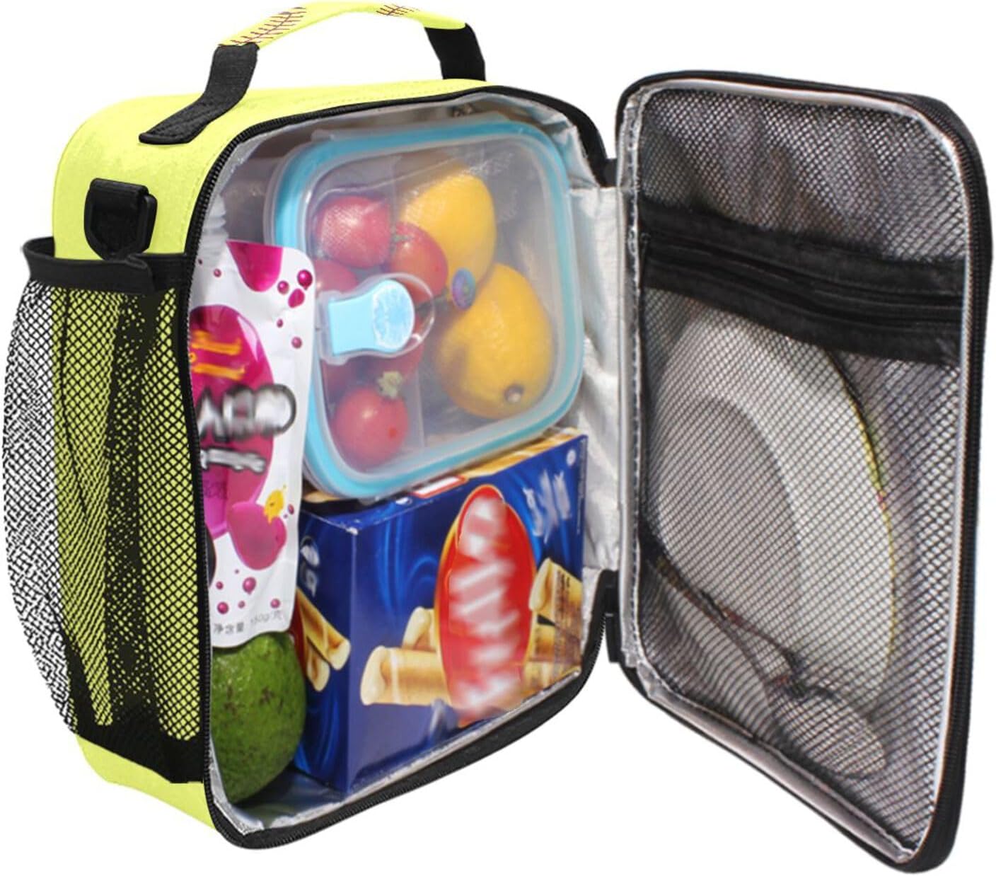Softball Texture Lunch Box Insulated Lunch Bag Cooler Tote Bag