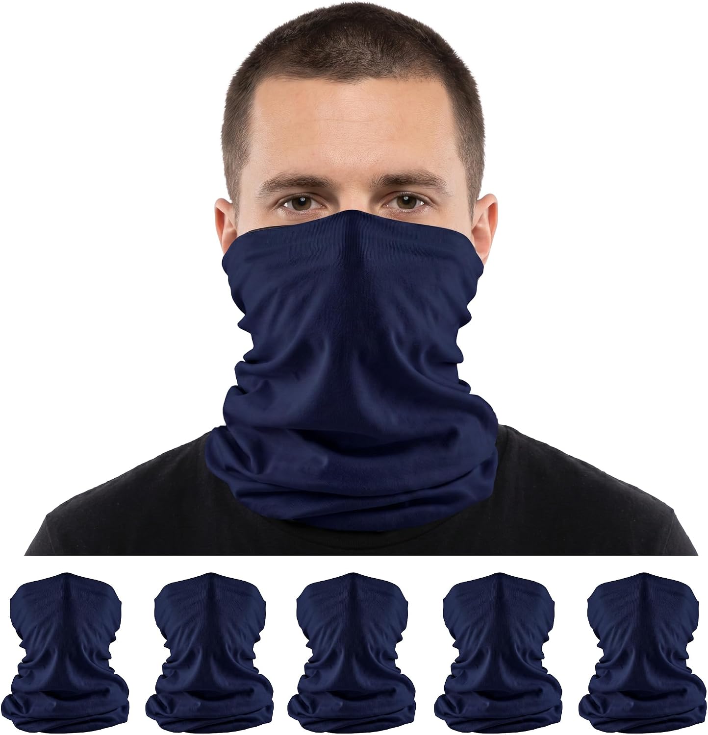 S A Soul of Adventure 5-Pack UV Face Shield | UV 30+ Multipurpose Neck Gaiter Balaclava for Adults | Multiple Color Packs
