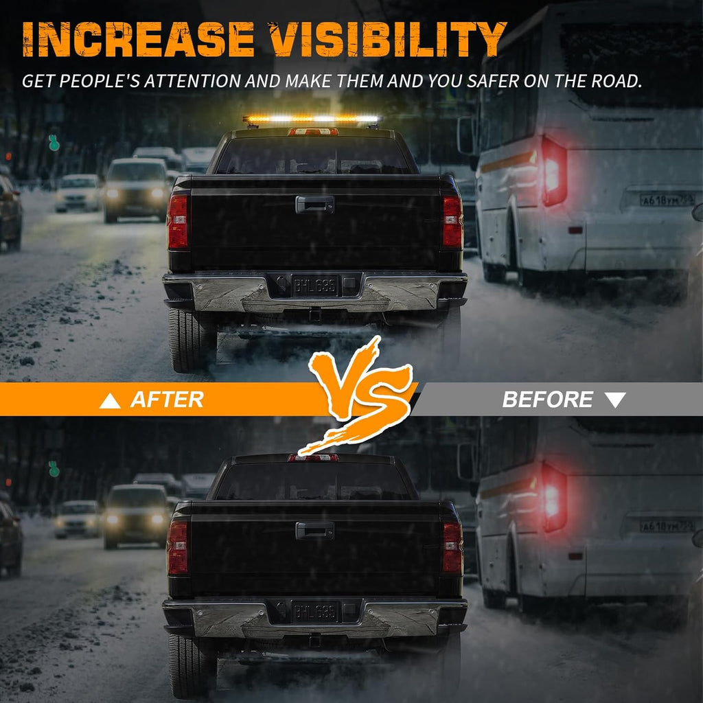 XRIDONSEN 28.4" 80 LED Roof Strobe Light Bar Amber White Warning Lights