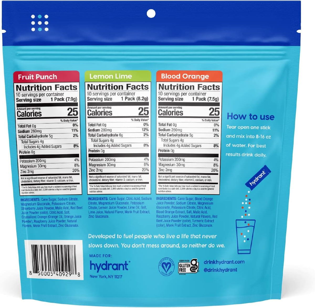 Hydrant - Hydration Powder Variety Pack, 30 Individual Instant Electrolyte Rehydration Packets - Low Sugar Drink Mix for Daily Use, Travel & Workouts