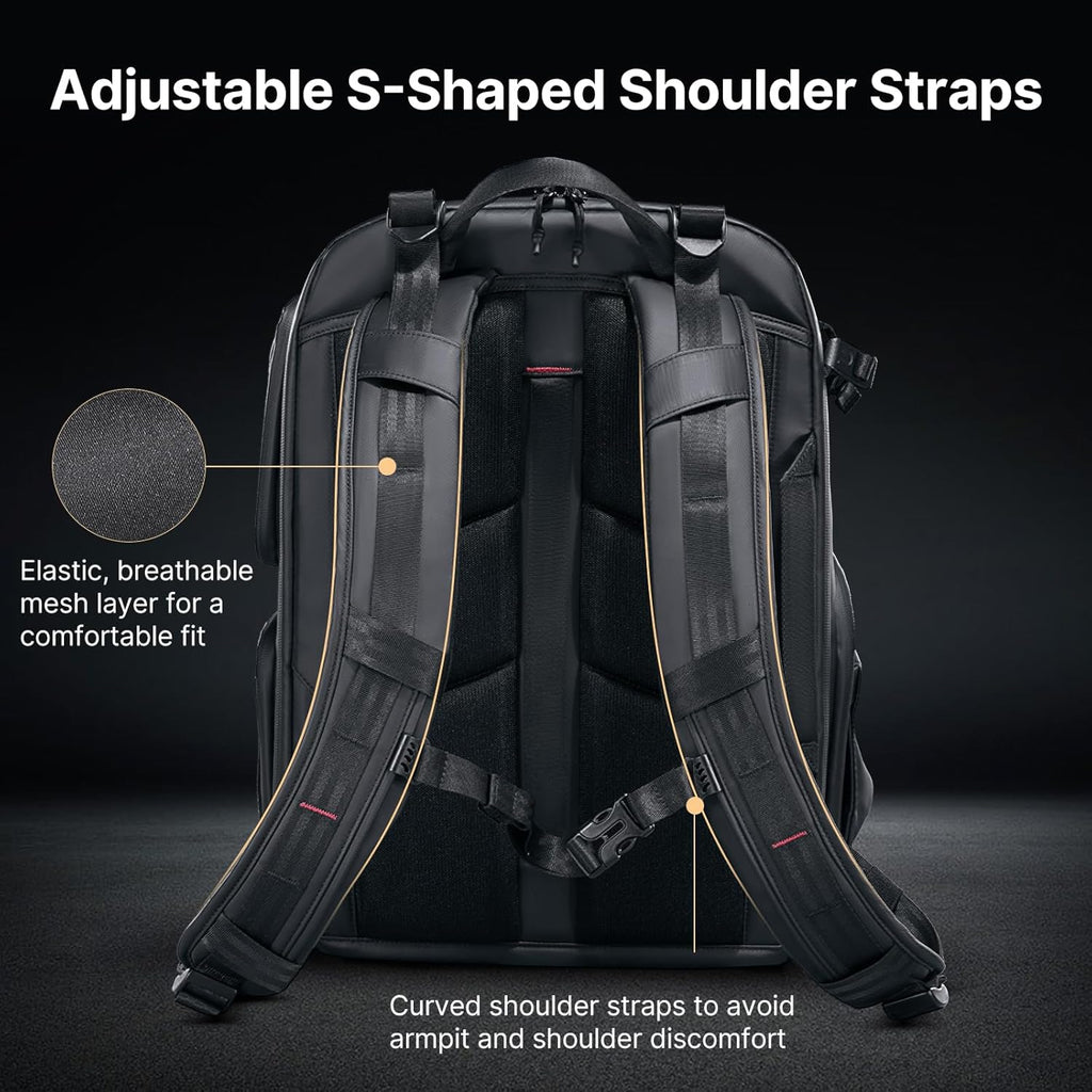 ULANZI BP10 35L Hardshell Camera Backpack, Professional Splash-proof Photography Camera Case Anti Theft Travel f Photographers Unisex Drone DSLR Mirrorless Camera Lens Tripod Holder 17'' Laptop Black