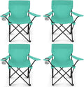4 Pack Folding Camping Chairs for Outdoor, Foldable Portable Lawn Chairs with Carry Bag & Cup Holder, Compact Design for Camp, Beach, Picnics, and Fishing Supports 300LBS（Blue）