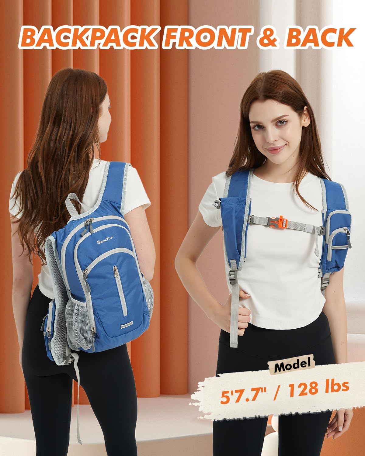 Seektop Small Hiking Backpack Expandable 12L-16L