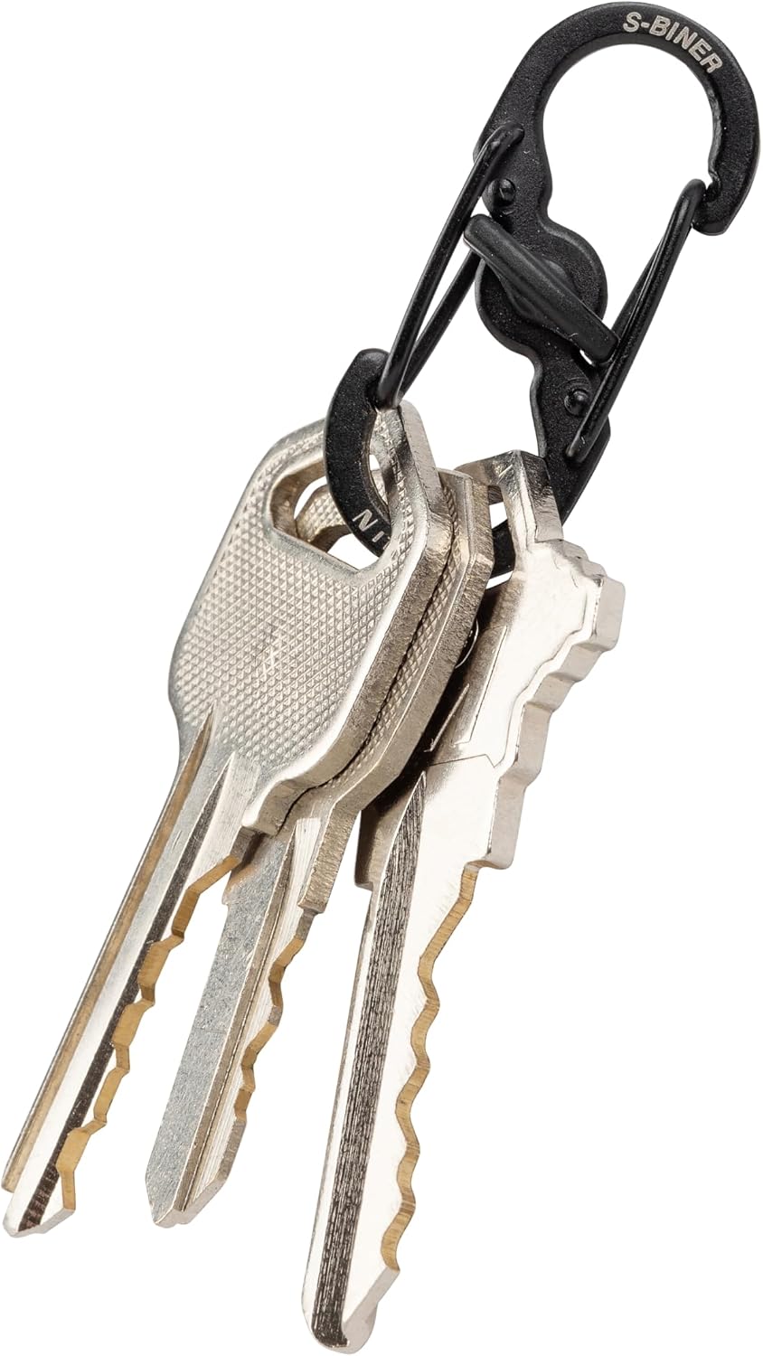 Nite Ize S-Biner MicroLock Stainless Steel - Durable Key Holder Carabiner Clip - S-Biner with Locking Gates - Durable & Strong Mini Carabiners for Keychain Accessories - Black (5 Pack)