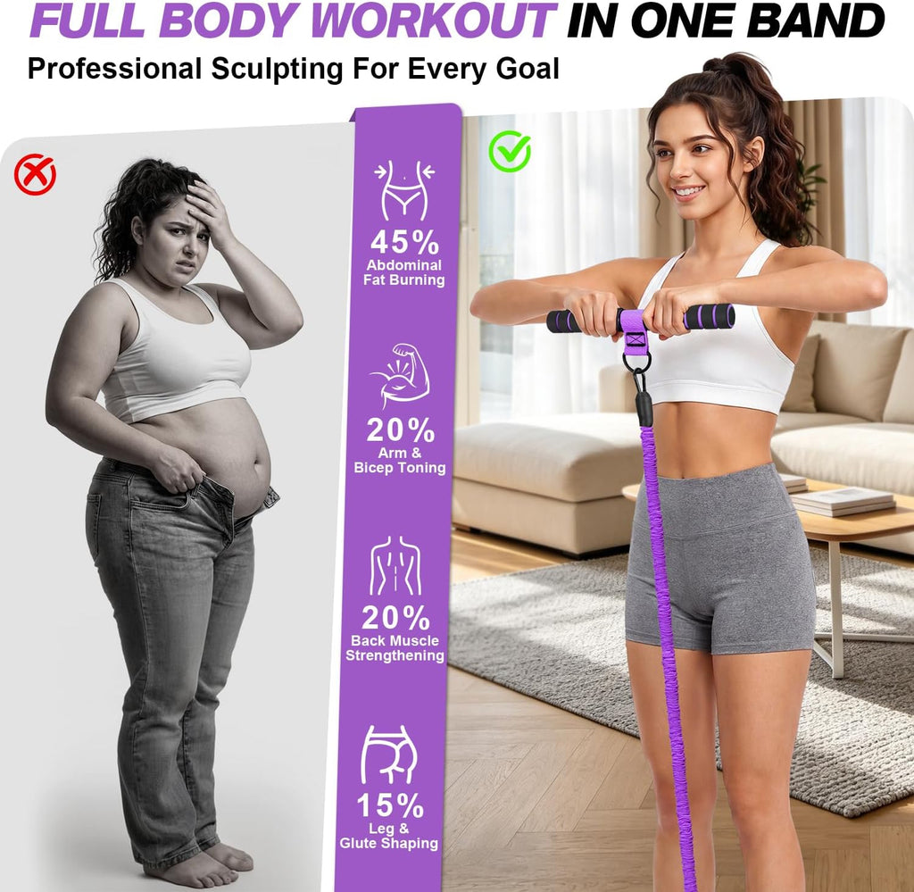 WOQQW Multifunction Pedal Resistance Band with Handle, Upgraded 3 Tube Adjustable Foot Resistance Bands for Core, Arm, Legs, Body Puller Trainer - Sit Up Exercise Equipment for Women Men