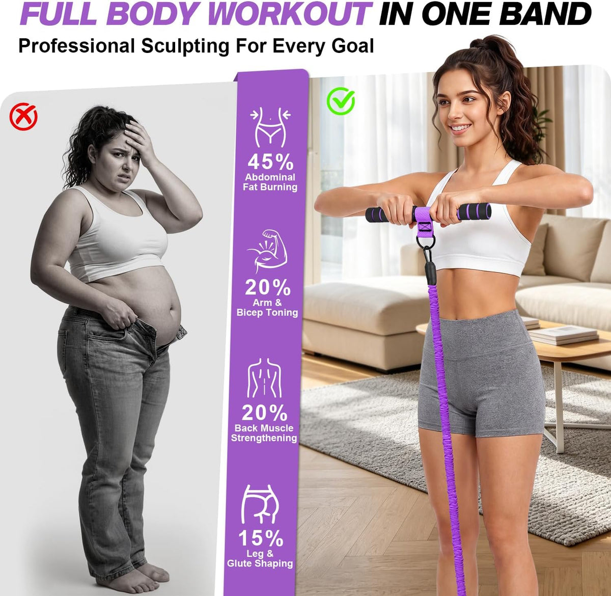WOQQW Multifunction Pedal Resistance Band with Handle, Upgraded 3 Tube Adjustable Foot Resistance Bands for Core, Arm, Legs, Body Puller Trainer - Sit Up Exercise Equipment for Women Men