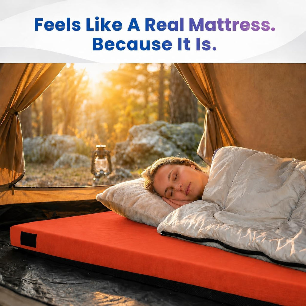 Hazli Matrix AirCell Memory Foam Camping Mattress Pad - CertiPUR-US Roll Up Mattress for Adults - Portable Foam Sleeping Mats for Camping - Camp Cot Sleeping Pad - Floor Sleep Mat Bed Roll for Car RV