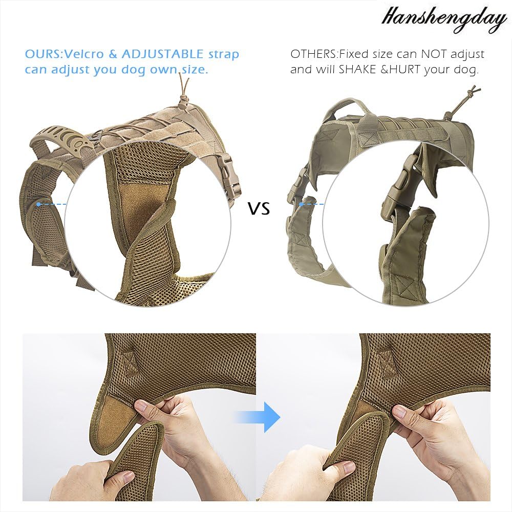 Tactical Dog Vest Training Outdoor Breathable Harness Military Pet Tactical Vest Detachable Pouches D Ring for Dog Leash
