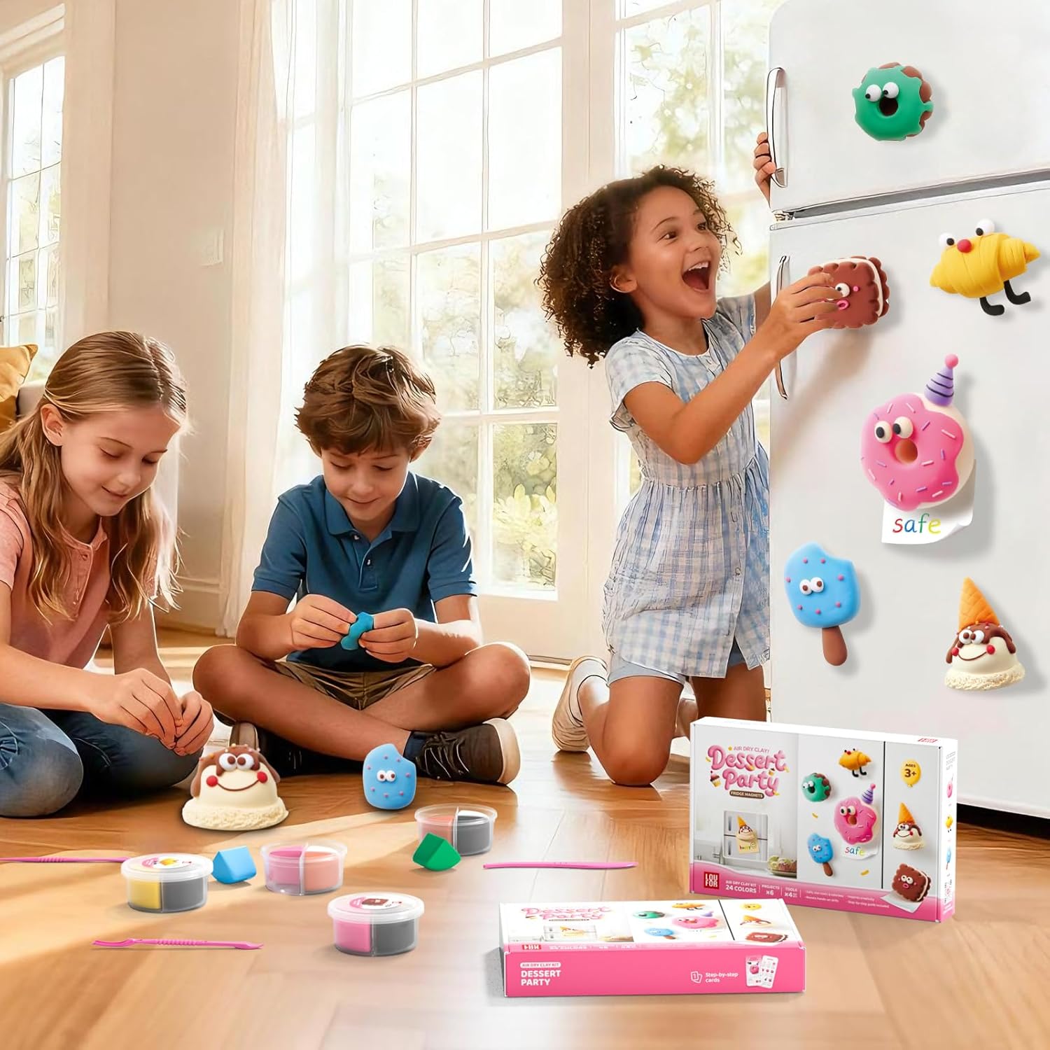 Air Dry Clay Kit for Kids - 6 Boxes Fridge Magnets Craft Set