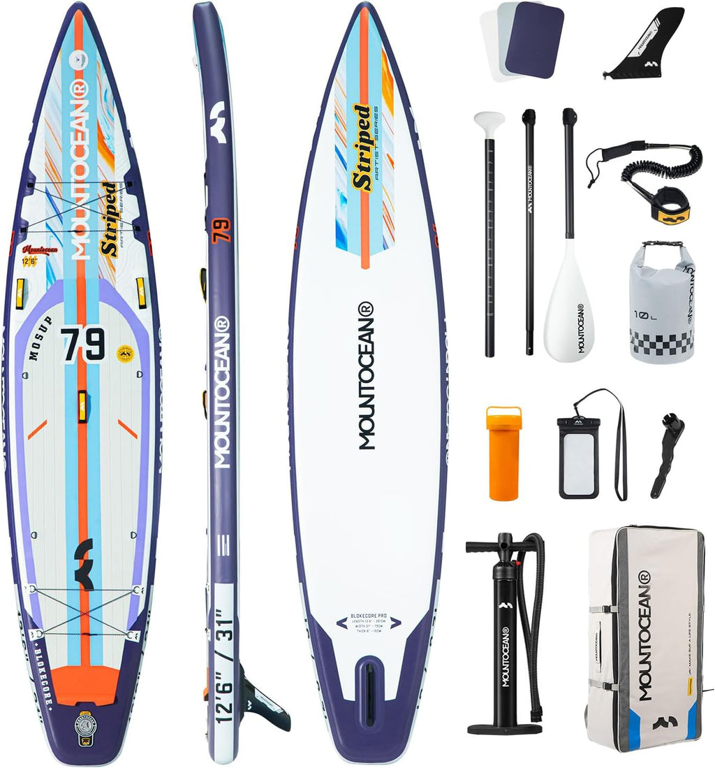 MOUNTOCEAN Premium Extra Wide Inflatable Paddle Board with SUP Accessories