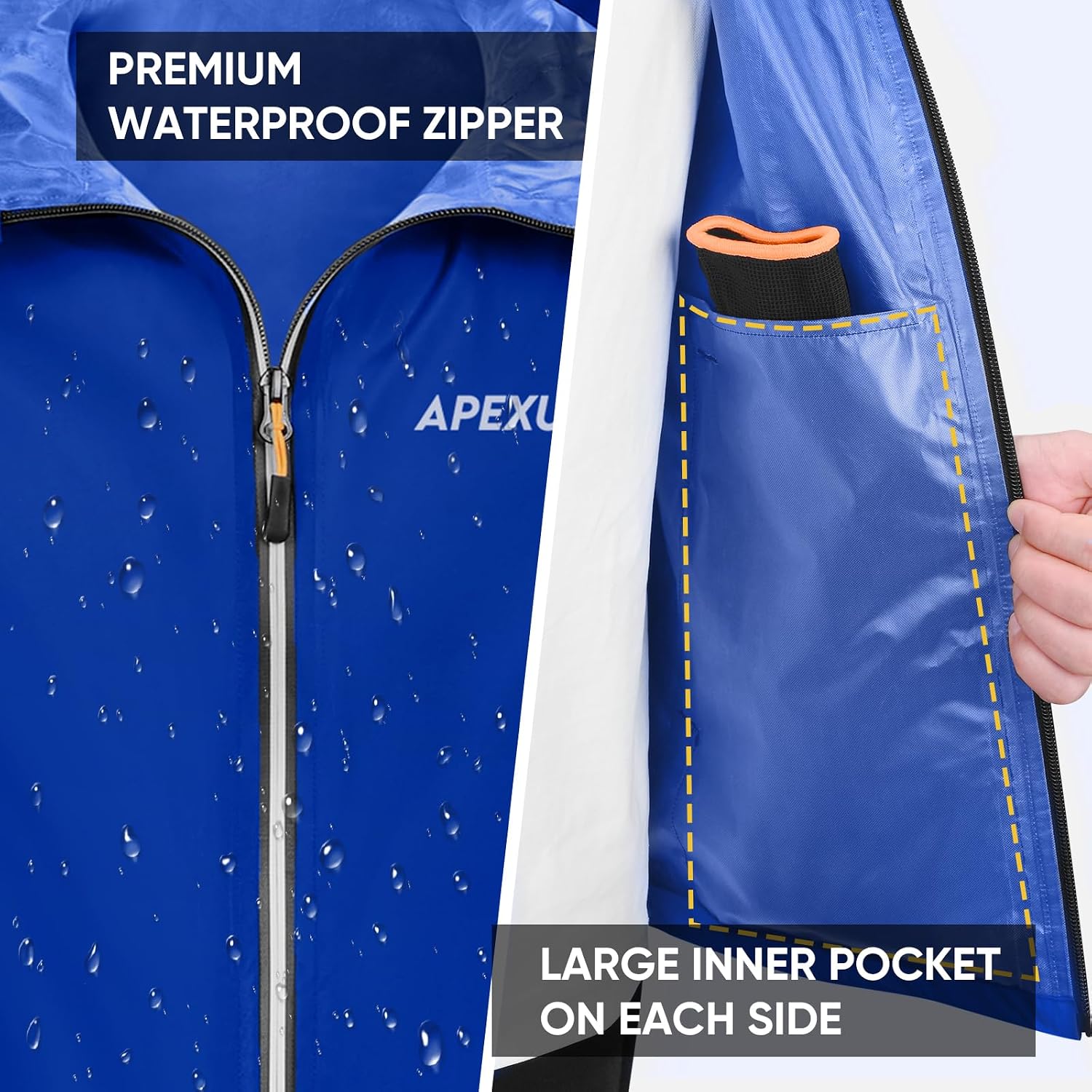 APEXUP Packable Rain Jacket Men Waterproof Lightweight Raincoat with Hood