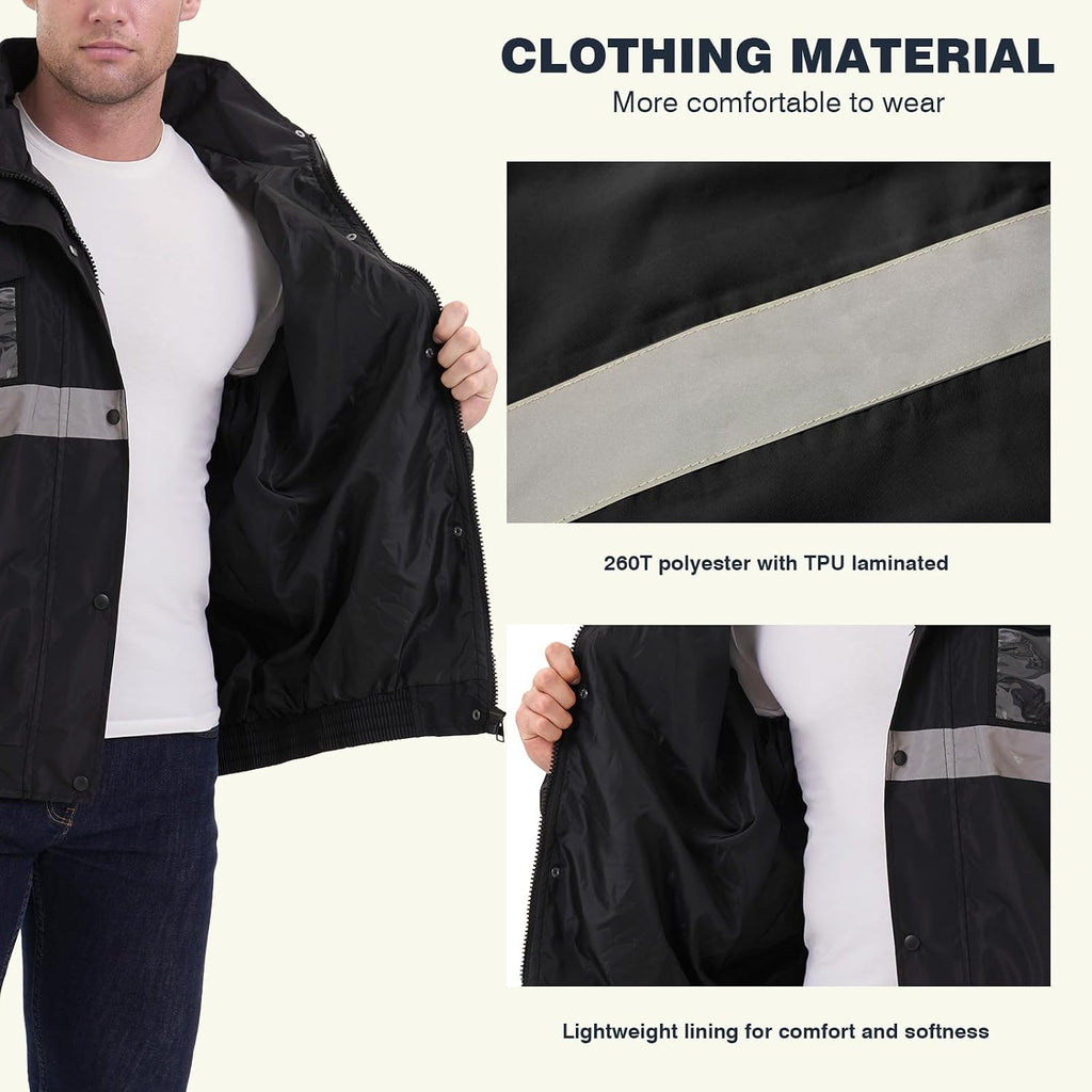 SKSAFETY Hi Vis Safety Rain Jacket for Men, Construction Work Rain Gear Heavy Duty Class 3 Rain Coat Waterproof Lightweight
