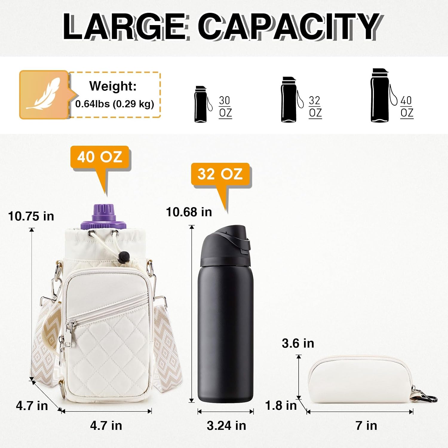 AGLOD Water Bottle Carrier Bag with Strap, Water Bottle Holder Crossbody Bags for Women Men for Walking, Hiking,Cycling
