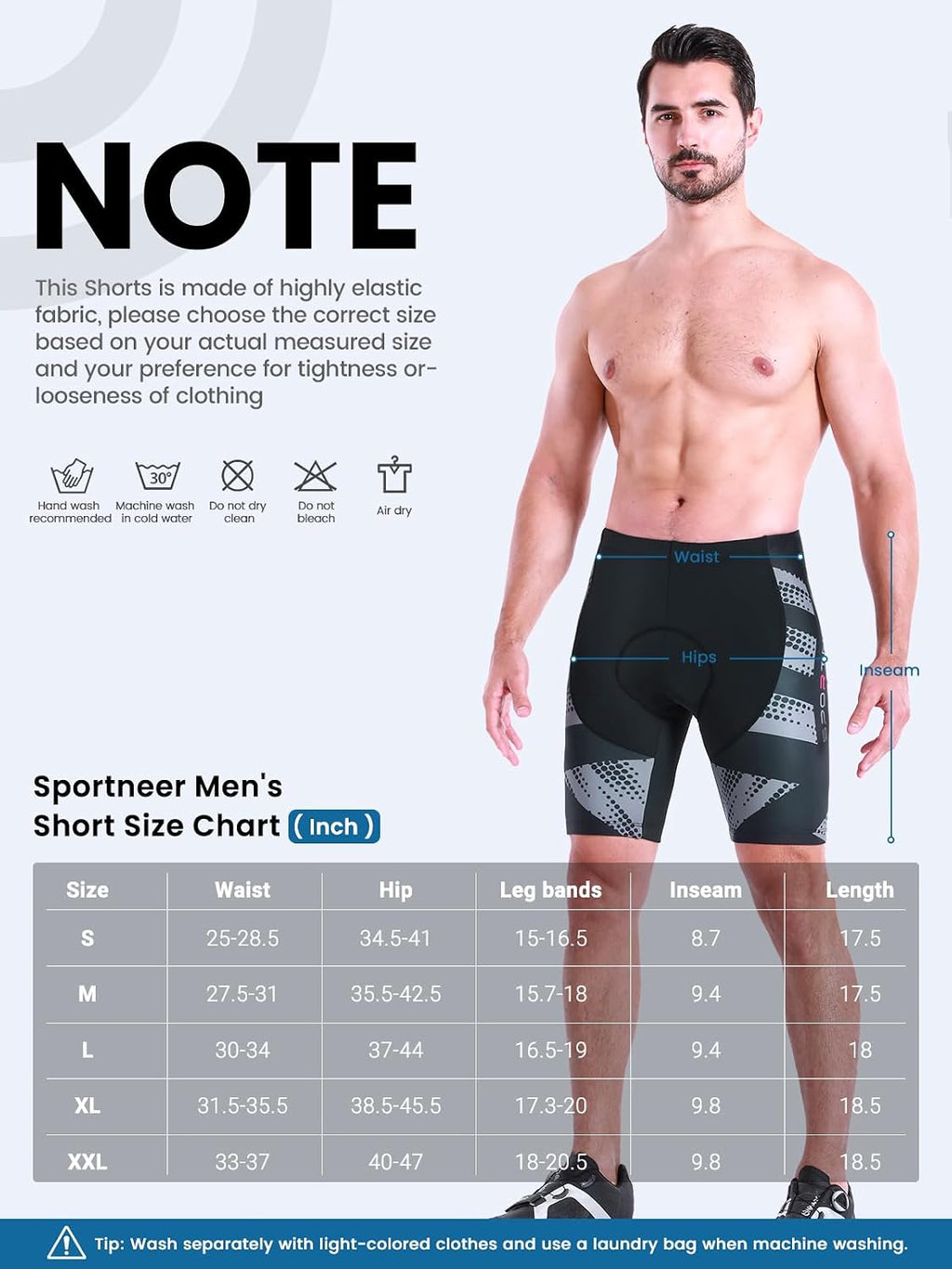 Sportneer Padded Bike Shorts for Men 4D Padding Mens Bicycle Cycling Biking Shorts UPF 50+ Breathable