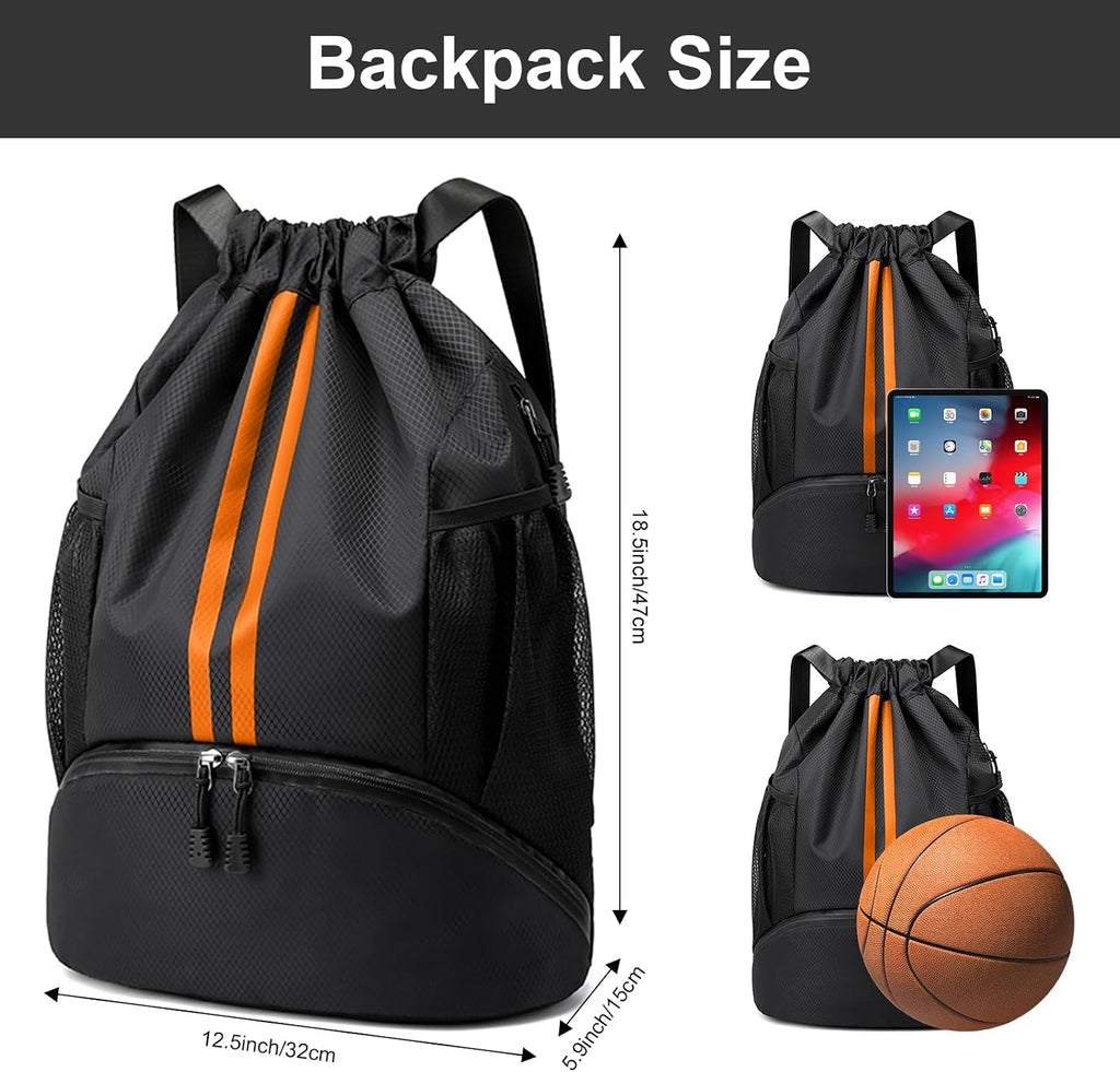Hoedia Sports Drawstring Backpack - Swim Gym Bag for Women and Men