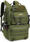 SKYSPER Tackle Backpack Fishing Bags with Rod Holder, 40L Water-Resistant Tackle Box Storage Bag for Fishing Gear Lures(Armygreen)