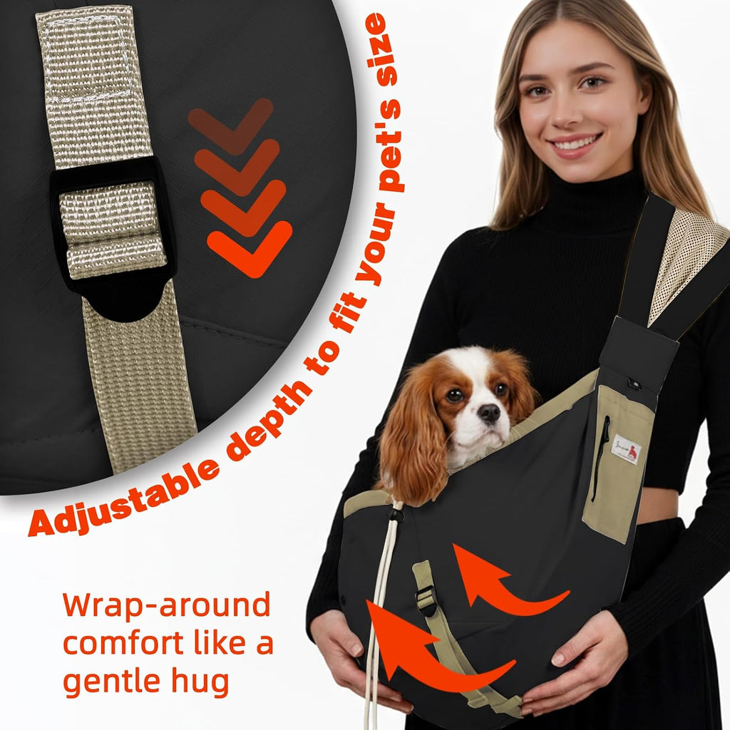Dog Carrier Sling, Dog Carriers for Small Dogs Up to 20lbs, Black