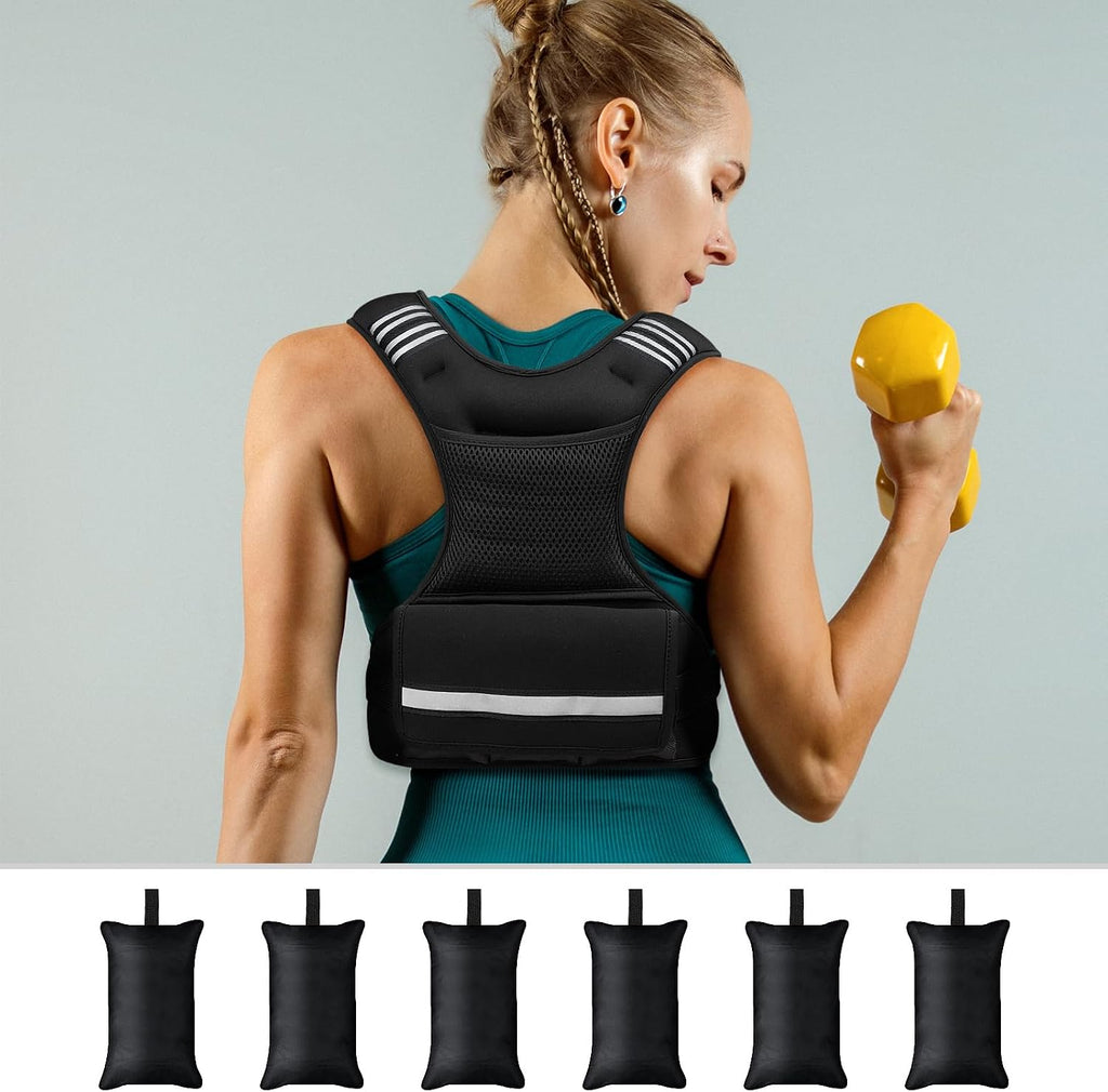 Feyachi Adjustable Weighted Vest, 3-32lb Vest with 6 Ironsand weights