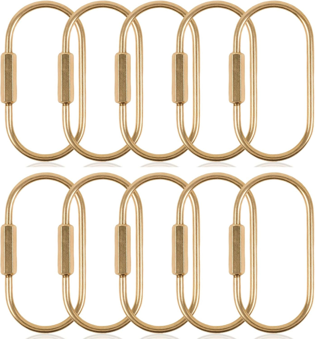 10 Pcs Gold Solid Brass Carabiner Keychain Clip - Brass Key Ring