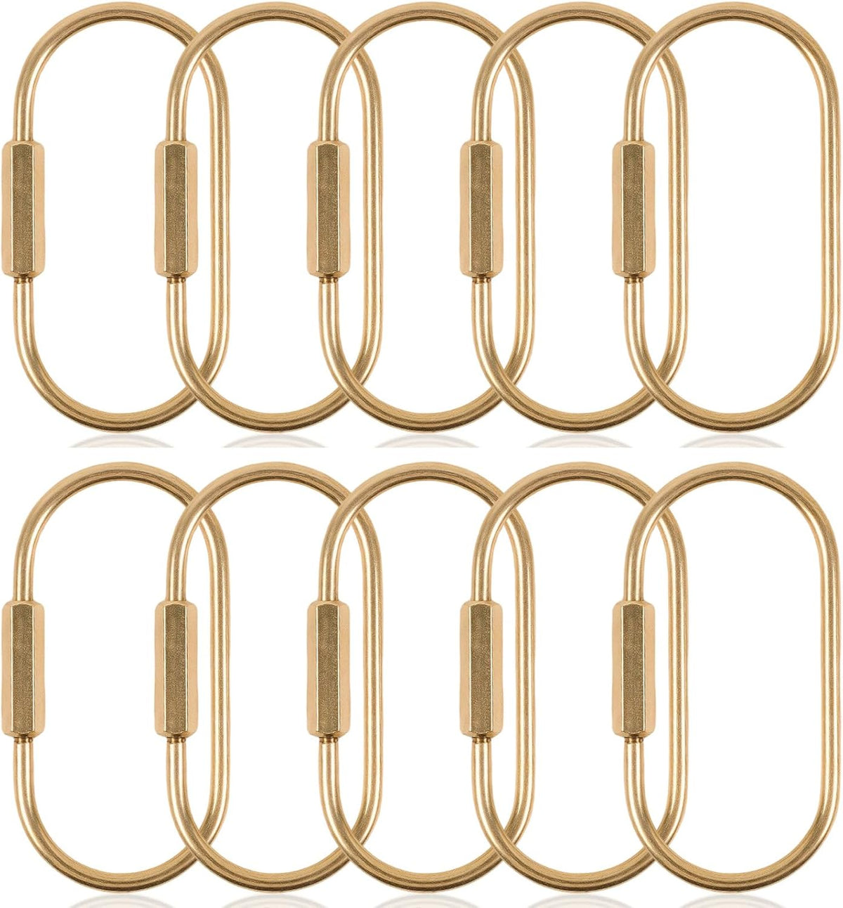 10 Pcs Gold Solid Brass Carabiner Keychain Clip - Brass Key Ring
