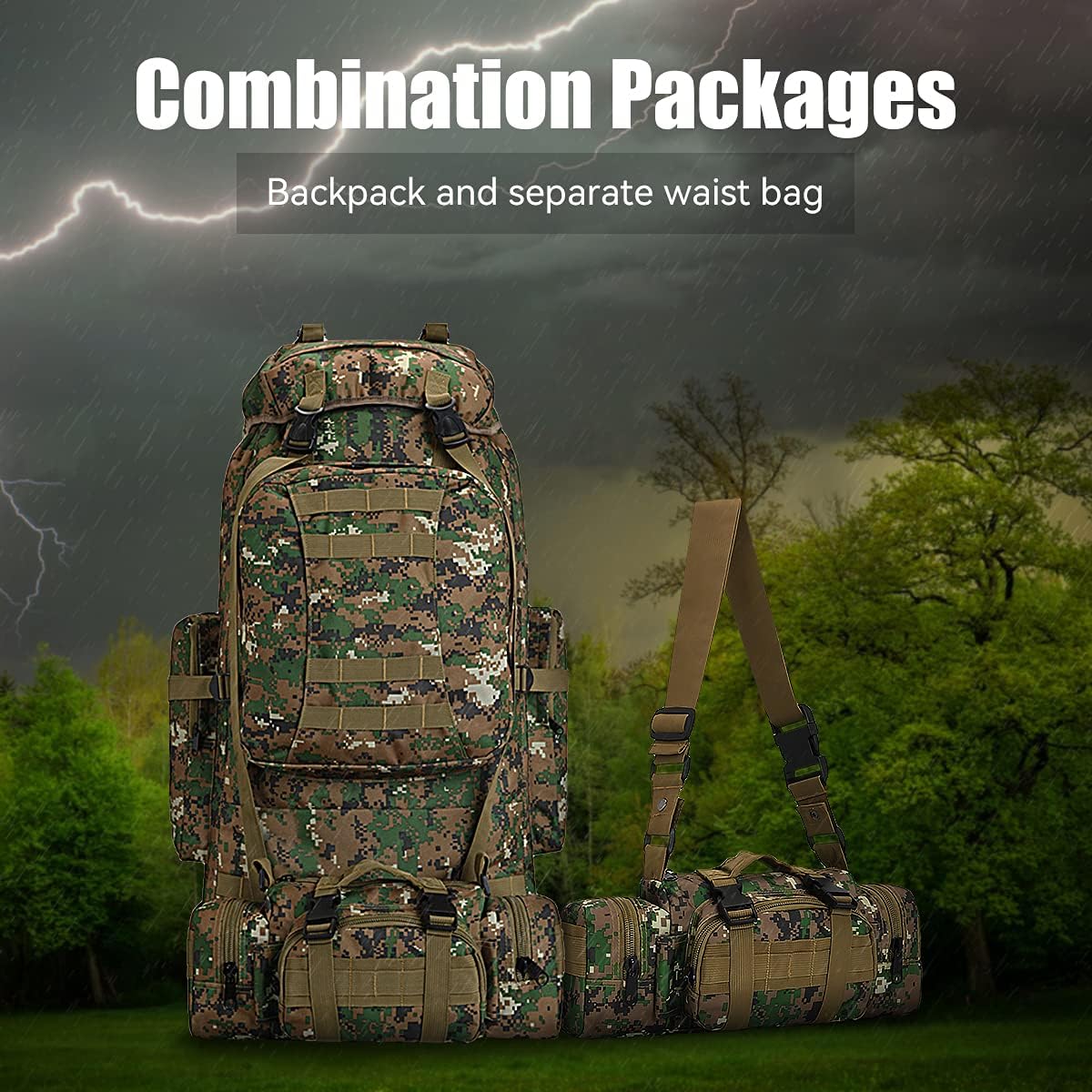 100L Camping Hiking Backpack,Molle military Tactical rucksack backpack,Waterproof Lightweight Hiking Backpack