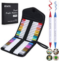 KEMYR 24 Colors Brush & Fine Tip Acrylic Paint Pens, Dual Tip Acrylic Paint Markers for Paper, Wood, Canvas, Stone, Rock, Glass, Fabric, DIY, Ceramic, Art Supplies for Adults Drawing