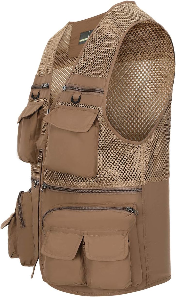Hbufnha Outdoor Fishing Hunting Vest Multi Pockets Work Cargo Jacket