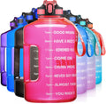 SLUXKE 1 Gallon Water Bottle with Time Marker and Straw, BPA Free 128oz Leak Proof Motivational Large Water Bottle Jug with Handle, Pop Up Open Sports Big Bottle Jug with Comfortable Silicone Nozzle