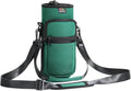 Nuovoware Water Bottle Carrier Bag, 40oz Bottle Pouch Holder, Adjustable Shoulder Hand Strap 2 Pocket Sling Neoprene Sleeve Sports Accessories for Hiking Travelling, Dark Green