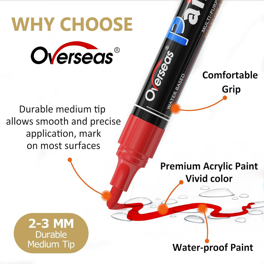 Overseas 12 Pack Yellow Acrylic Paint Pens Permanent Markers, Medium Tip