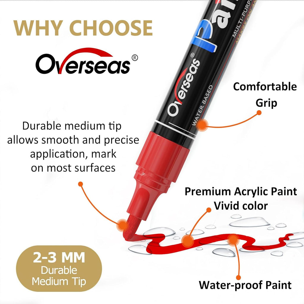 Overseas Green Acrylic Paint Markers 8 Pack, Medium Tip Paint Pens