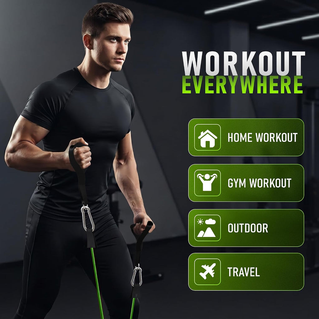 Resistance Bands with Handles 10–150 lbs, Home Gym Exercise Bands Set