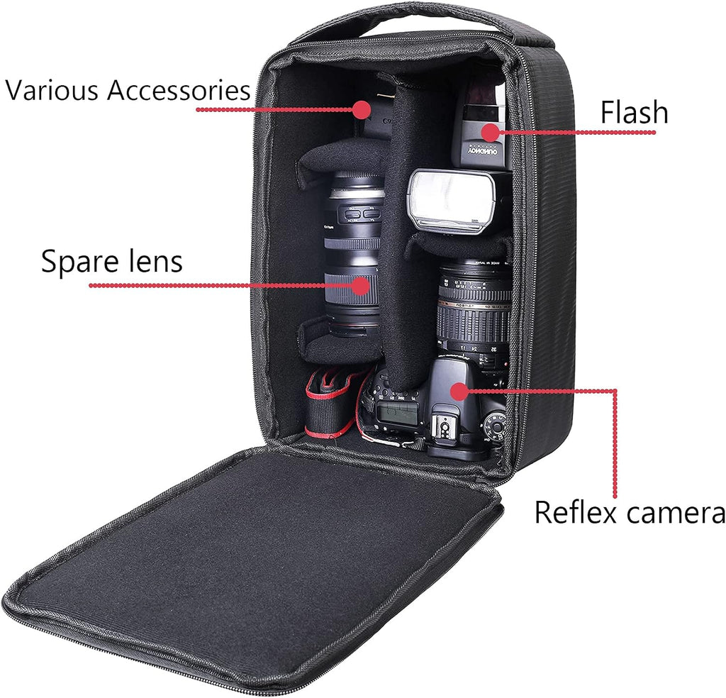 Roomy Camera Protective Bag Insert Waterproof Lens Pouch Shockproof DSLR SLR Carrying Case with Thicken Partition Padded Liner for Sony Canon Nikon Camera Flash Light & Accessories
