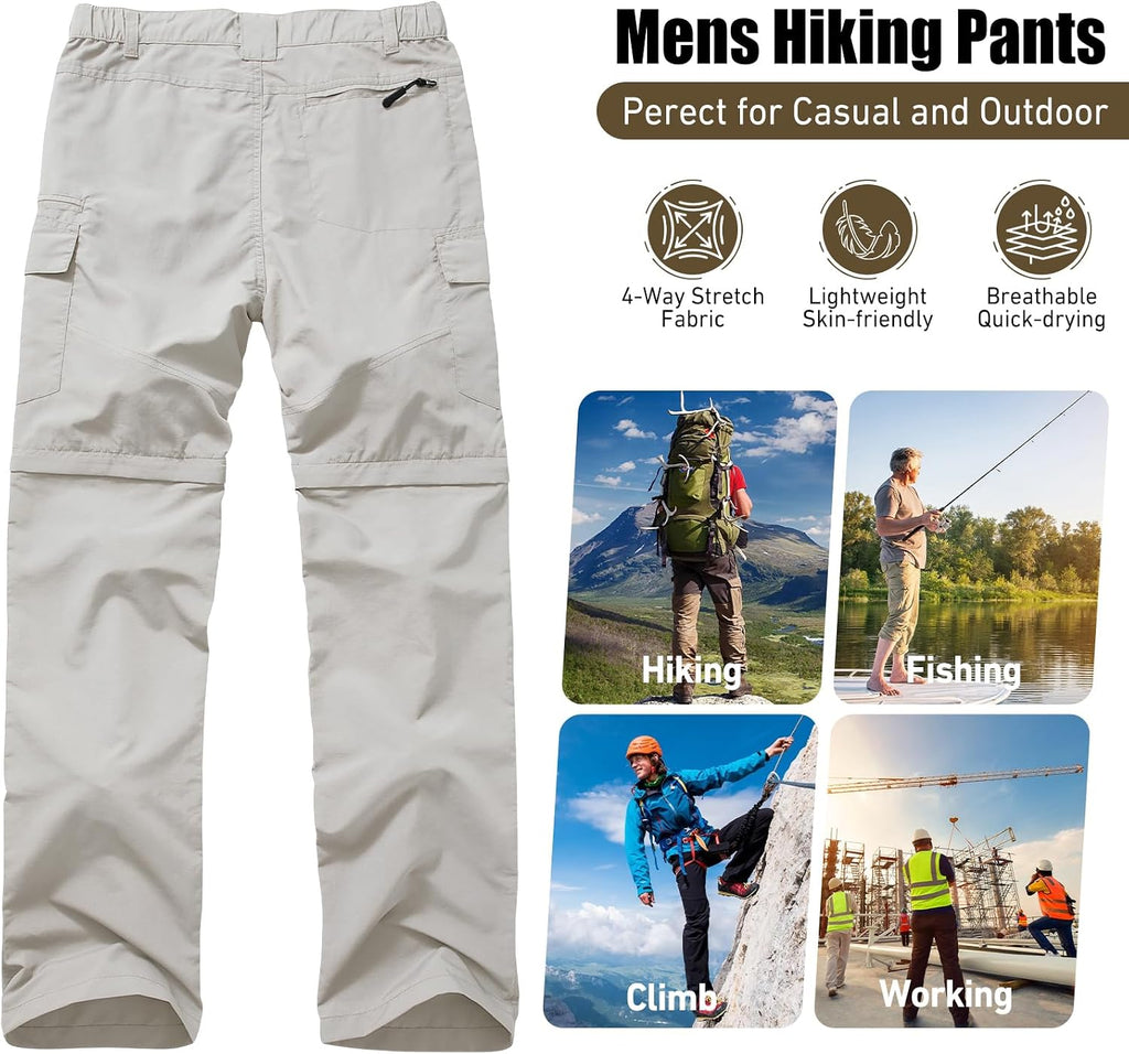mixtiq Mens Hiking Convertible Pants Water-Resistant Quick Dry Pants