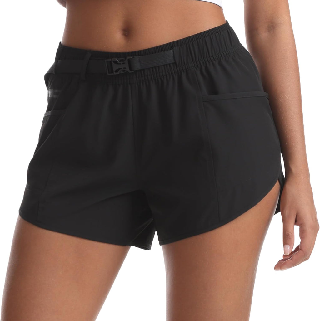 Women's Athletic Hiking Shorts with Liner Quick-Dry Workout Running Shorts