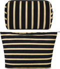 SOIDRAM 2 Pieces Makeup Bag Large Stripe Cosmetic Bag Capacity Canvas Mix Travel Toiletry Bag Organizer Cute Makeup Brushes Aesthetic Accessories Storage Bag for Women, Stripe Mix Black