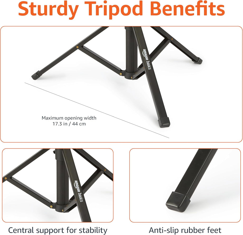 Amazon Basics 64-inch Extendable Tripod for iPhones and Smartphones, Selfie Stick Mode and Phone Tripod Mode, Black