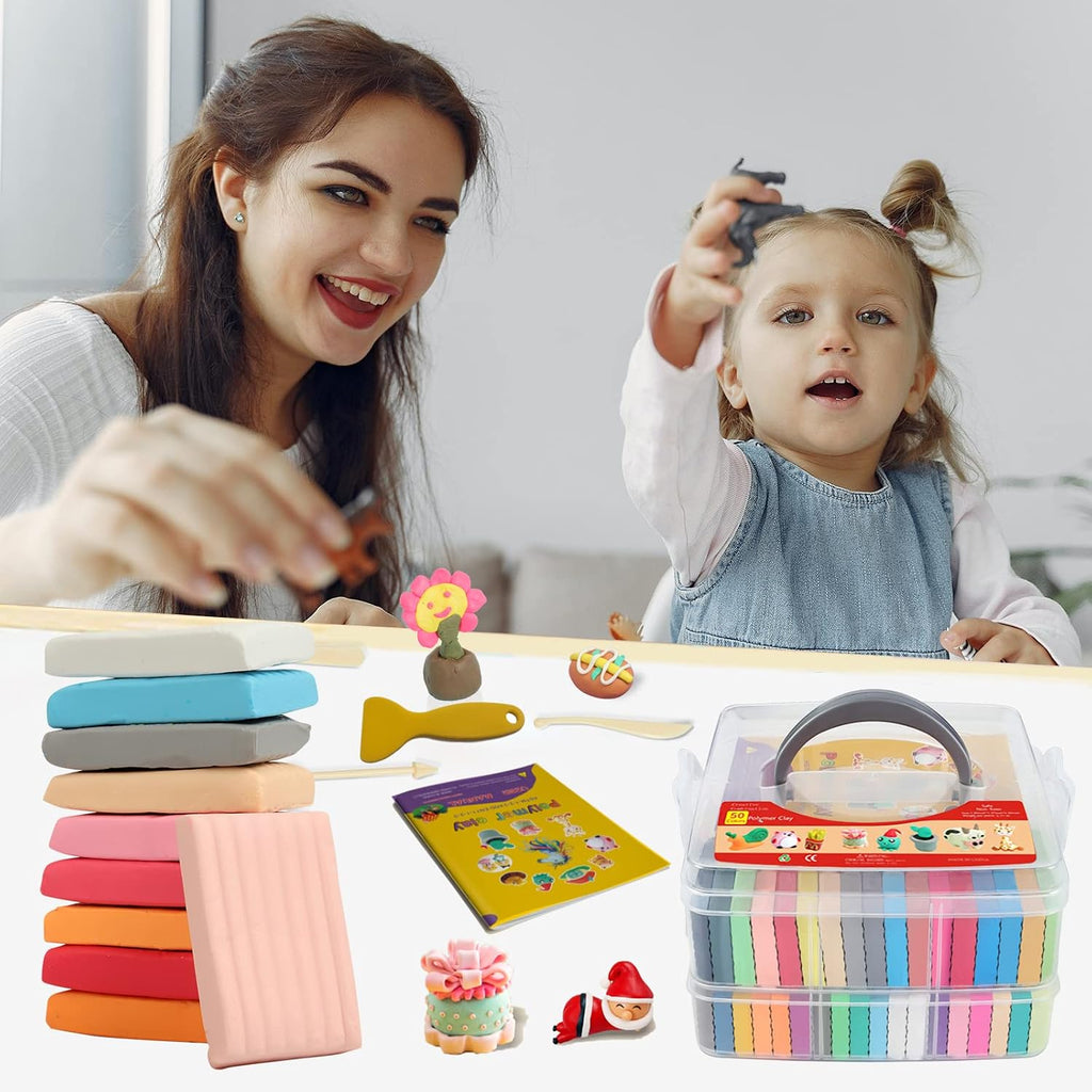 Aestd-ST Polymer Clay Kit 50 Colors, Oven Bake Modeling Clay for Kids