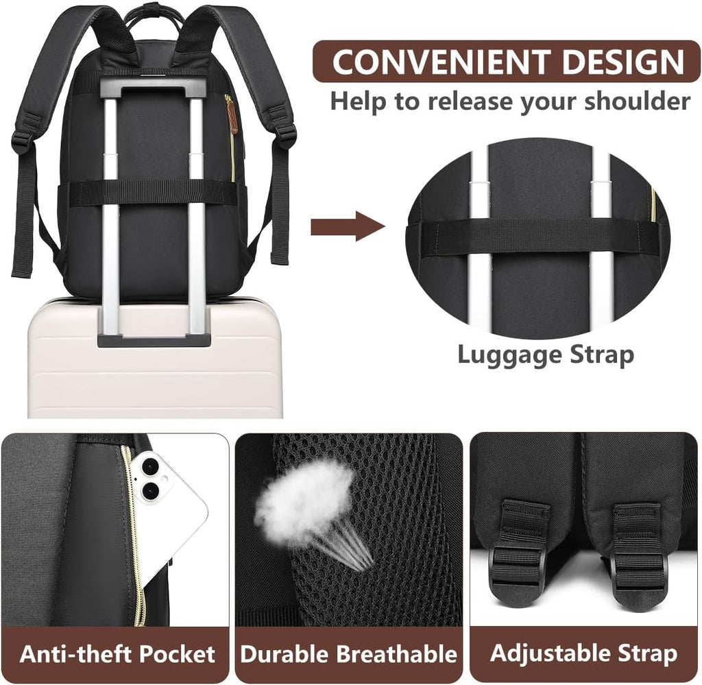 Laptop Backpack for Women Work Bag: 17.3 inch Travel Bookbag with USB Charg