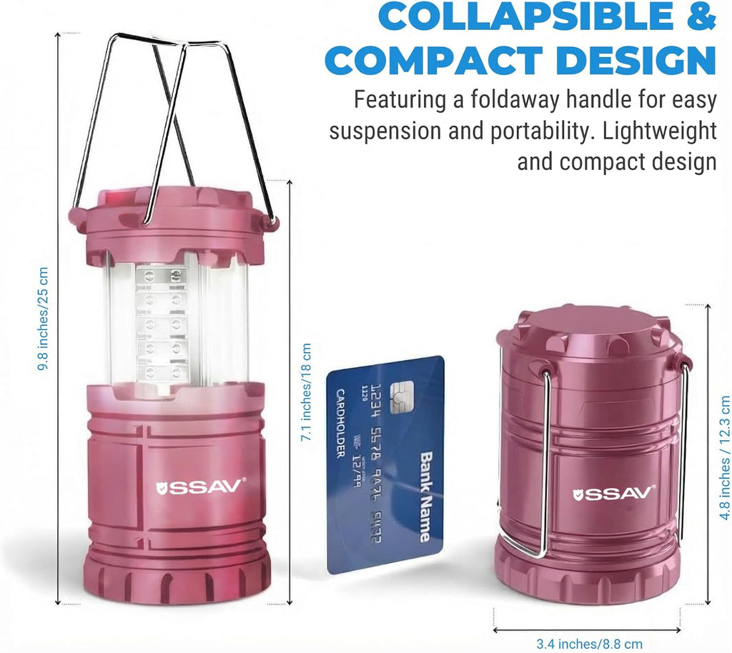 SSAV Battery Powered LED Lanterns (Batteries Included) (2 Pack Pink)
