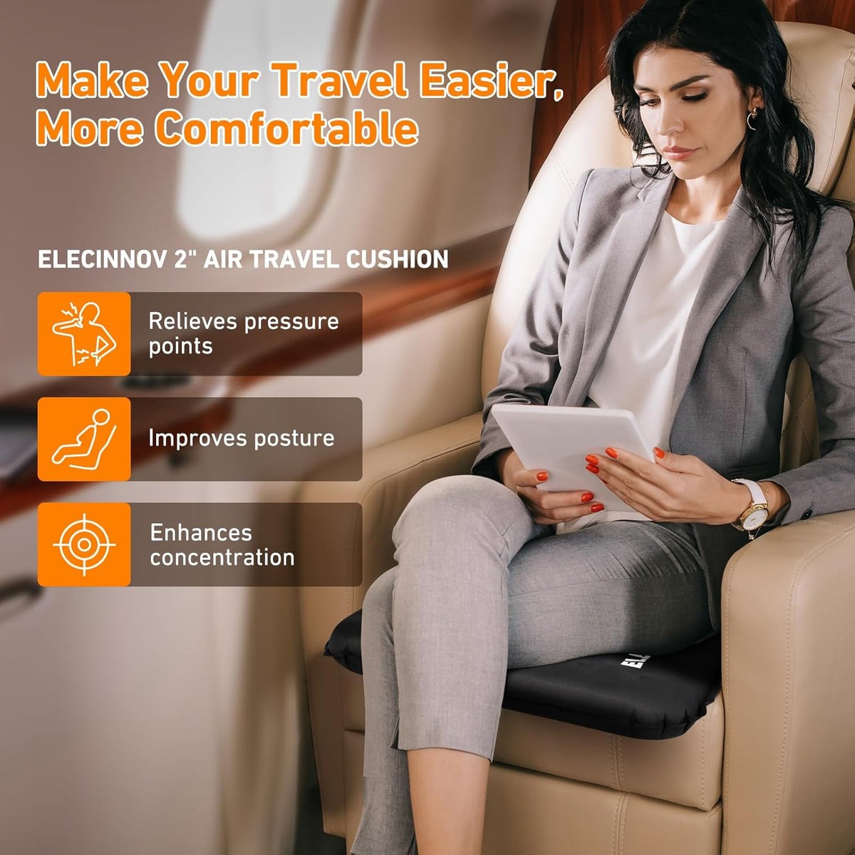 Inflatable Seat Cushion, Self Inflating Compact Stadium Seat Cushion
