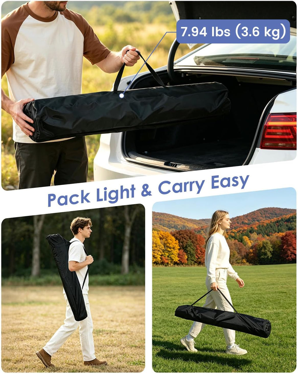 Raynesys Aluminum Folding Camping Table,Adjustable Height & Portable,Black