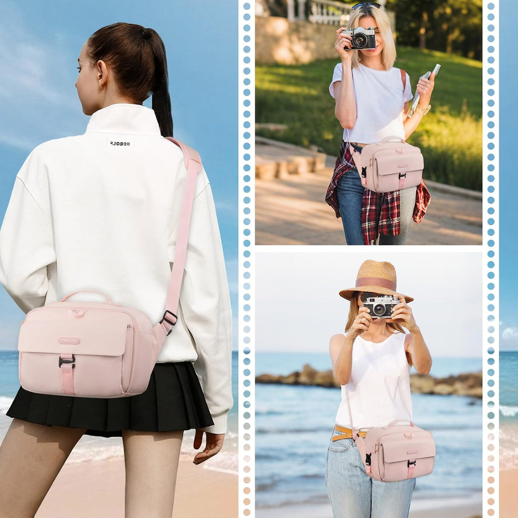 MOSISO Camera Shoulder Bag Camera Case Crossbody Sling Purse, Pink
