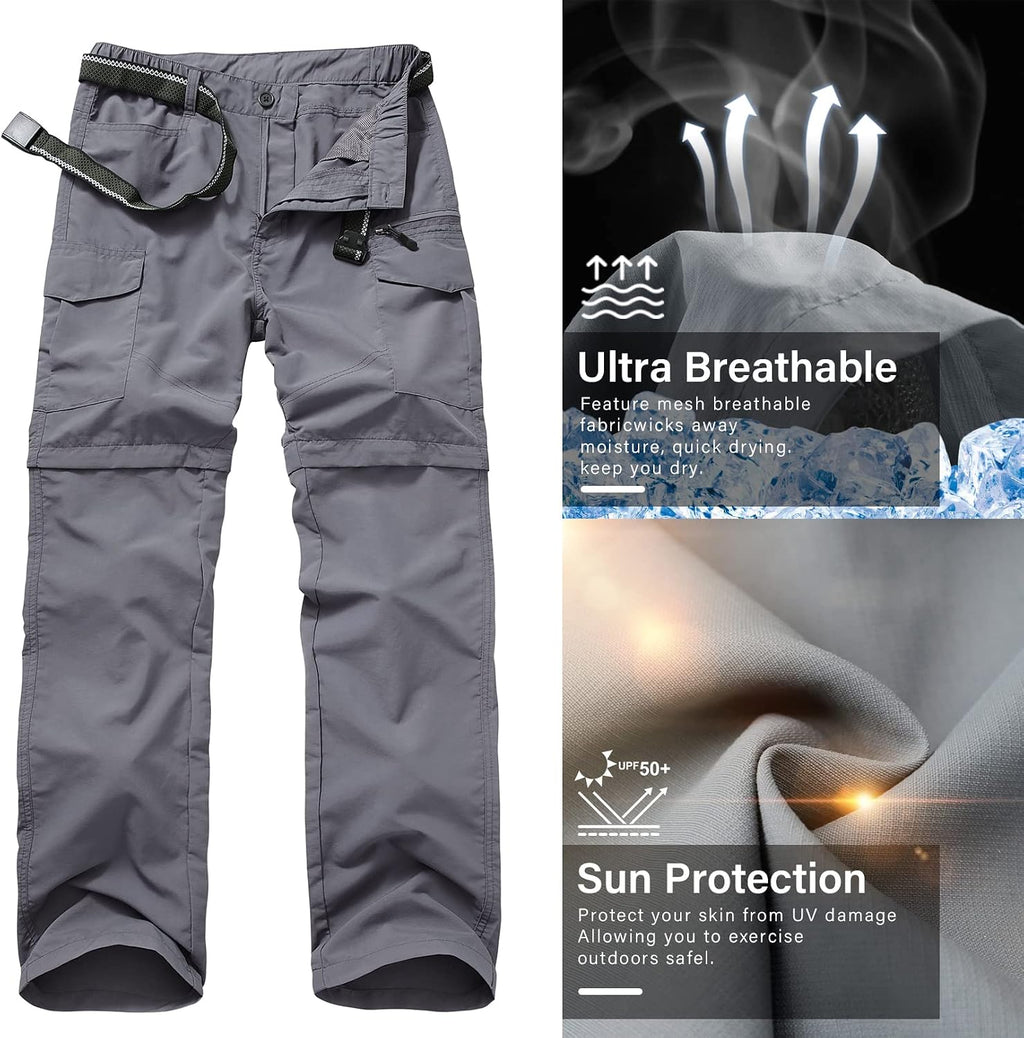 linlon Boy Scout Pants Hiking Mens Convertible Zip Off Safari Fishing