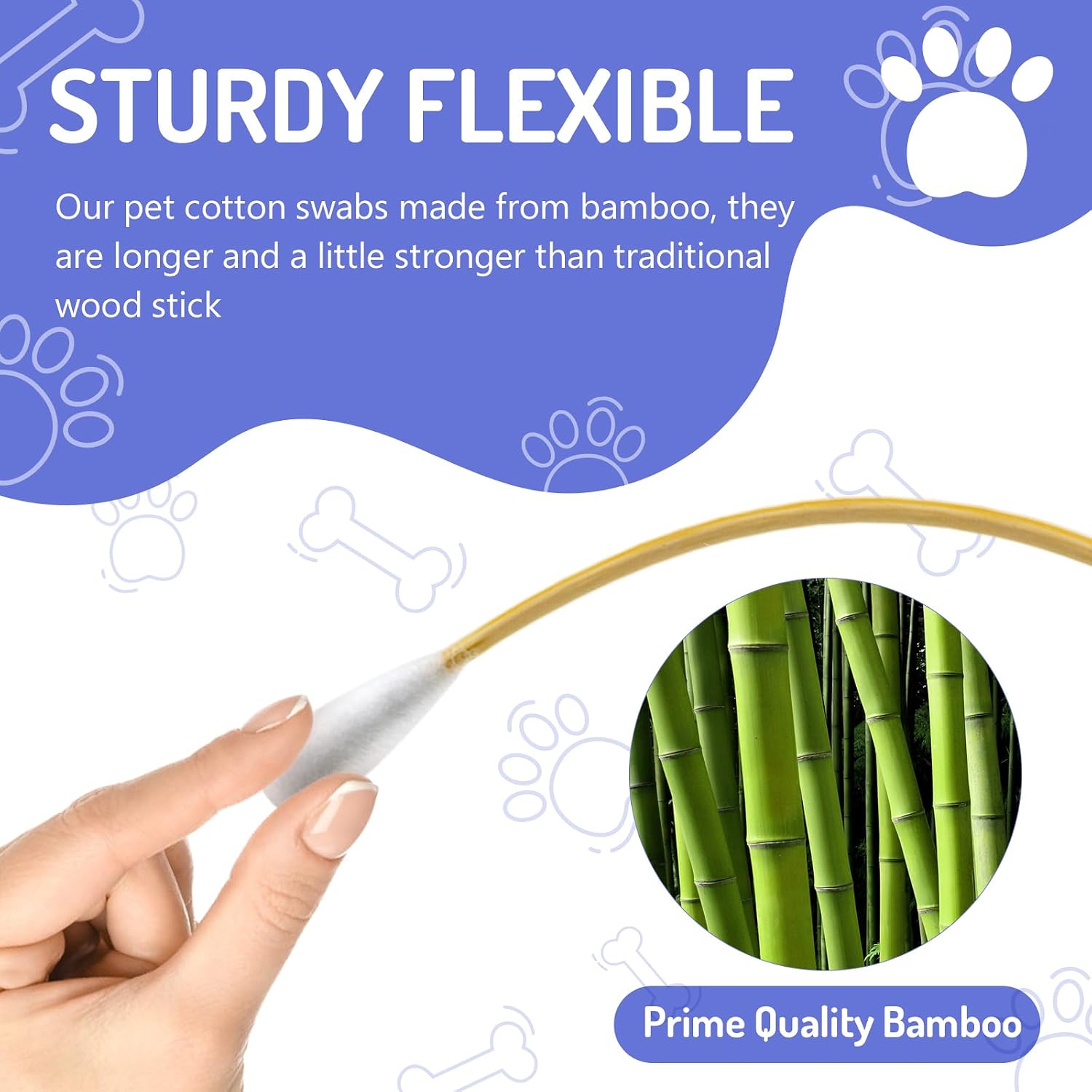 200PCS Large Cotton Swabs in Storage Box, 6 Inch Dog Ear Swabs