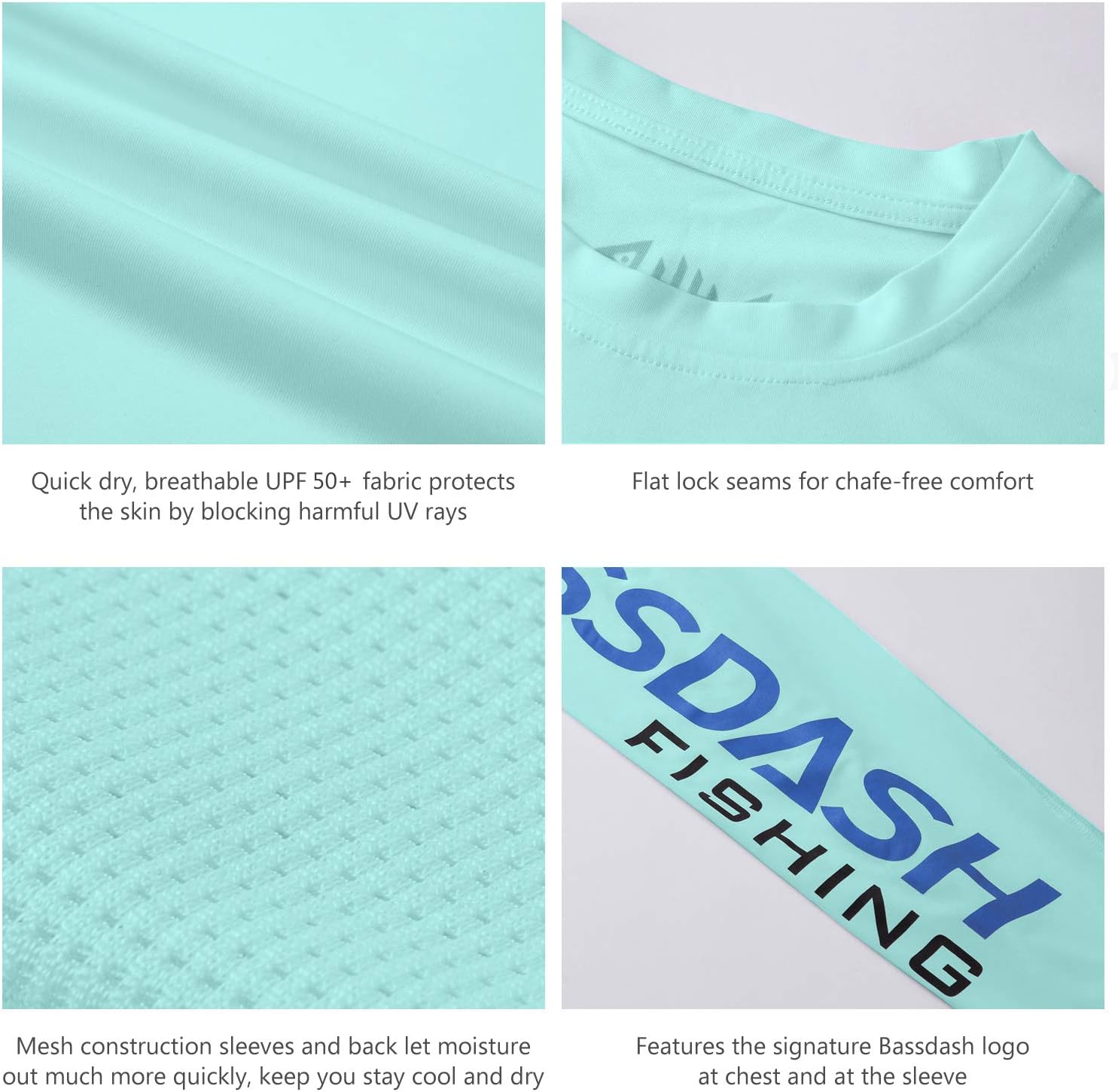 BASSDASH Fishing T Shirts for Men UV Sun Protection UPF 50+ Long Sleeve Tee T-Shirt