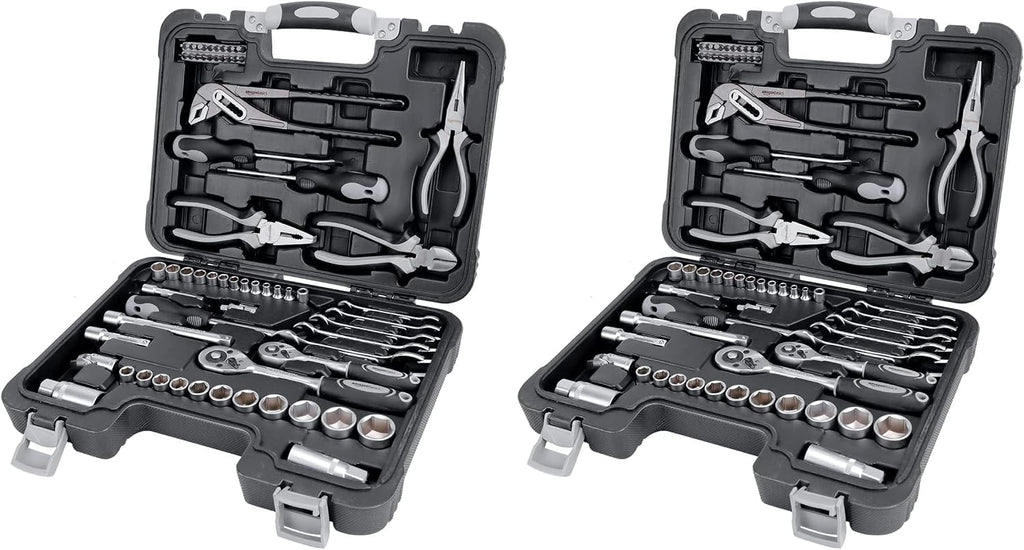 Amazon Basics 173-Piece General Household Hand Tool Set with Storage Case, Portable Tool Kit for Home Maintenance and Everyday Repairs