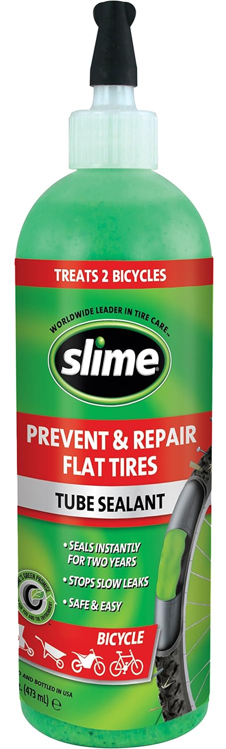 Slime 10056W Bike Tube Puncture Repair Sealant, Prevent and Repair, suitable for all Bicycles, Non-Toxic, Eco-Friendly, 16oz bottle